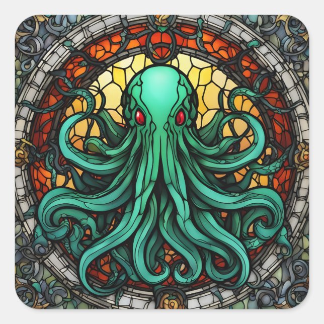 Pegatina Cuadrada Vidrio Cthulhu Seted (Anverso)
