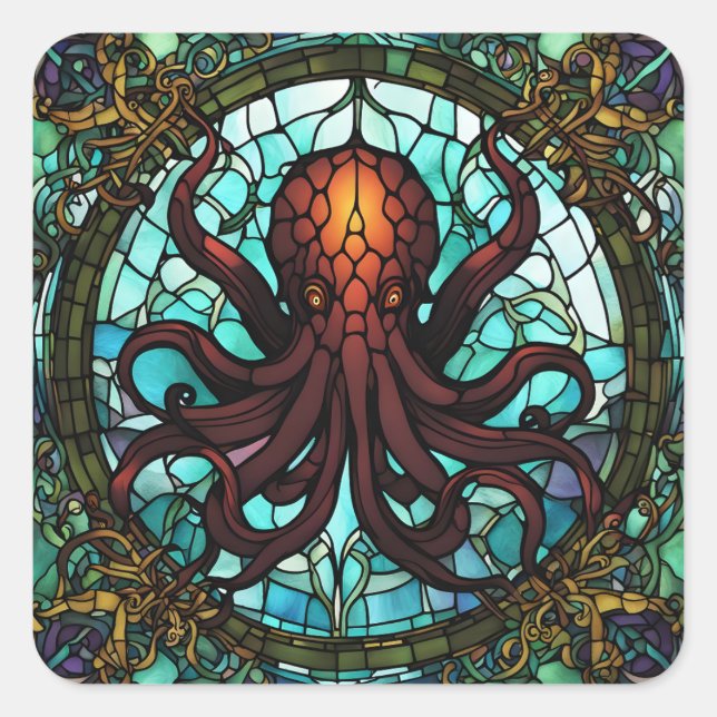 Pegatina Cuadrada Vidrio Cthulhu Seted (Anverso)