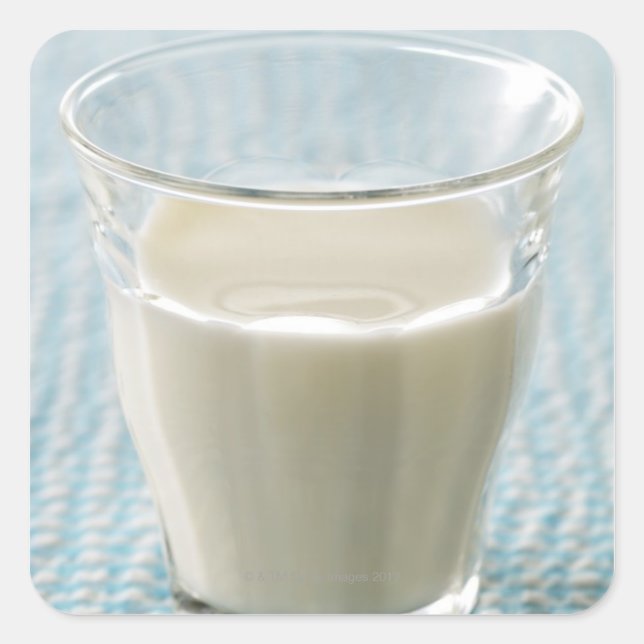Pegatina Cuadrada Vidrio de leche (Anverso)