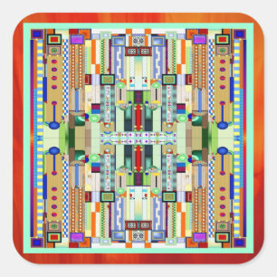 Pegatina Cuadrada Vidrio manchado Art Deco 2