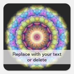 Pegatina Cuadrada Vidrio manchado de arcoiris