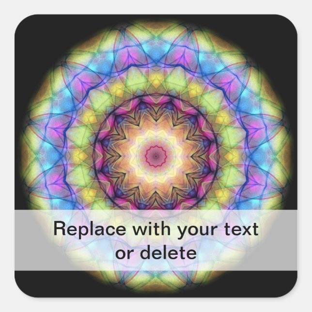 Pegatina Cuadrada Vidrio manchado de arcoiris (Anverso)