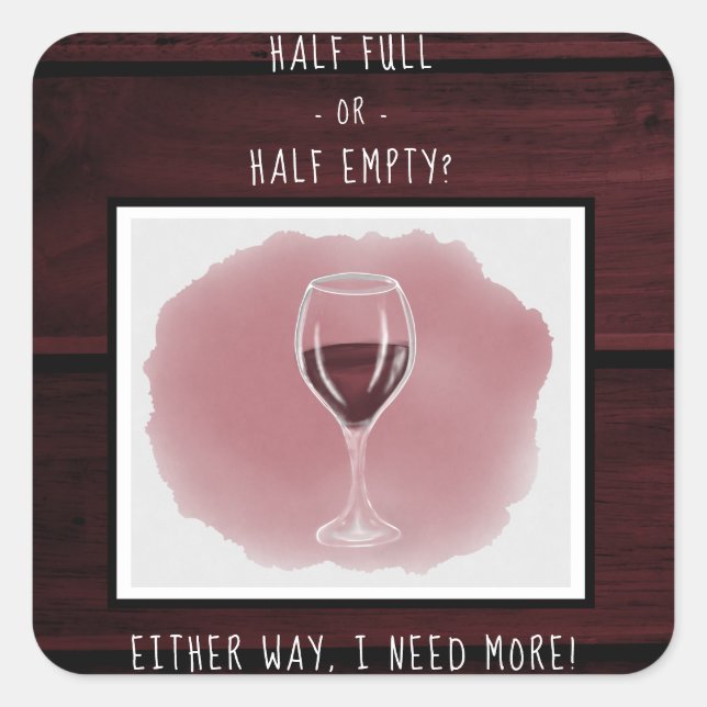 Pegatina Cuadrada Vidrio Rojo Media Vacilada Acuarela Divertida (Anverso)