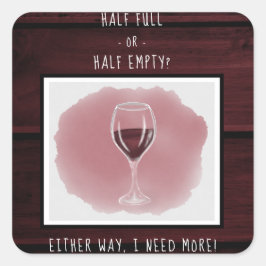 Pegatina Cuadrada Vidrio Rojo Media Vacilada Acuarela Divertida