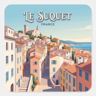 Pegatina Cuadrada Vieille Ville Menton Francia