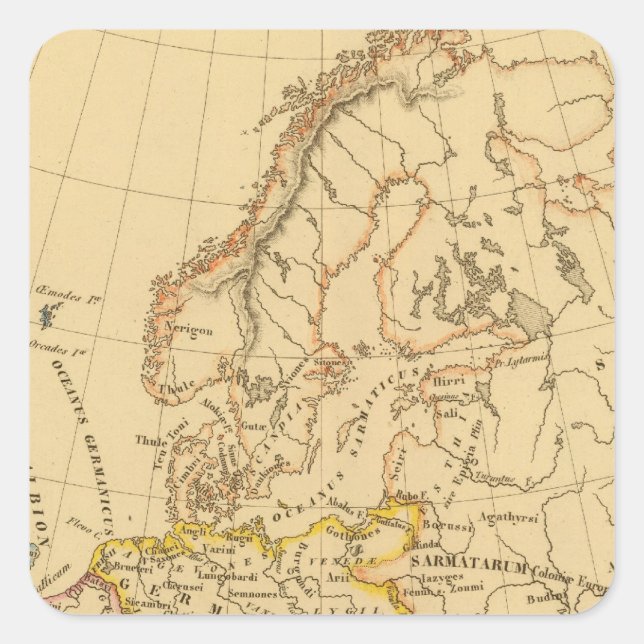 Pegatina Cuadrada Vieja Europa (Anverso)