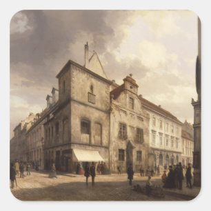 Pegatina Cuadrada Viejo ayuntamiento, 1867 Berlín