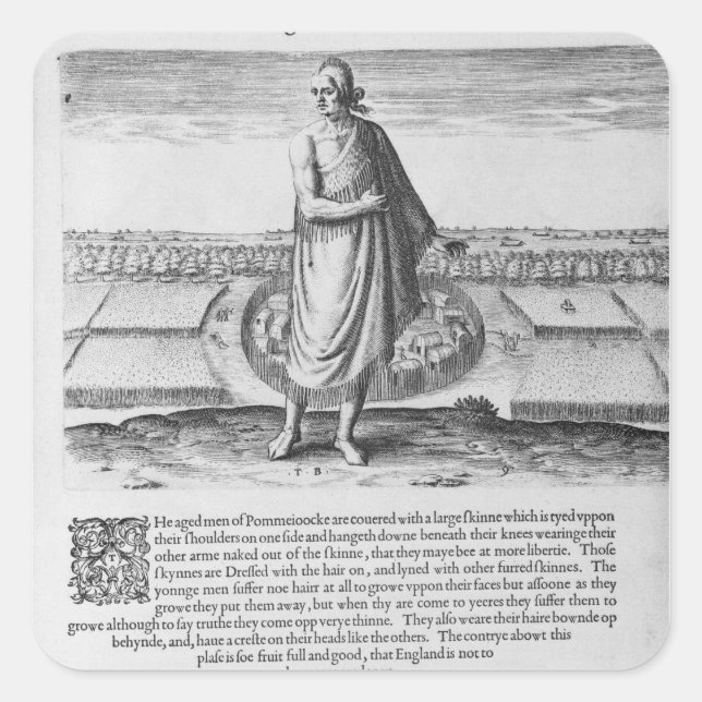 Pegatina Cuadrada Viejo hombre indio en su ropa del invierno (Anverso)