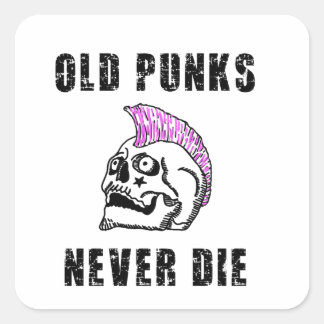 Pegatina Cuadrada Viejos Punks nunca mueren cráneo, tarjeta profesio