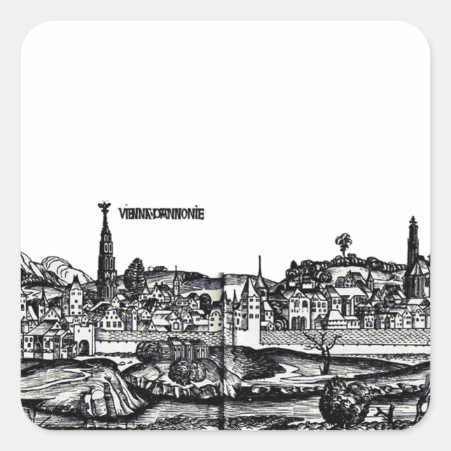 Pegatina Cuadrada Viena capital de Austria  (Anverso)