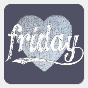 Pegatina Cuadrada Viernes Amor en Chalk
