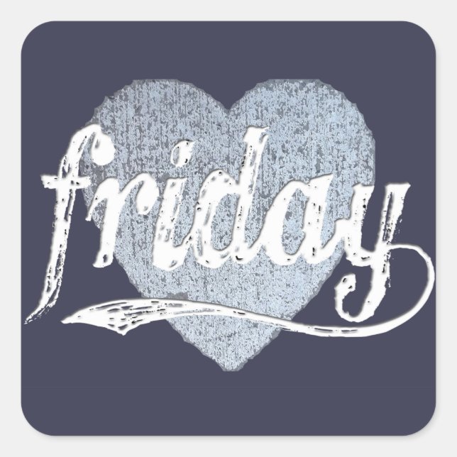Pegatina Cuadrada Viernes Amor en Chalk (Anverso)