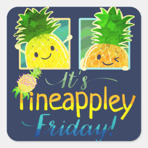 Pegatina Cuadrada Viernes con piña - Punny Garden Square Stick