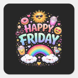 Pegatina Cuadrada Viernes Feliz