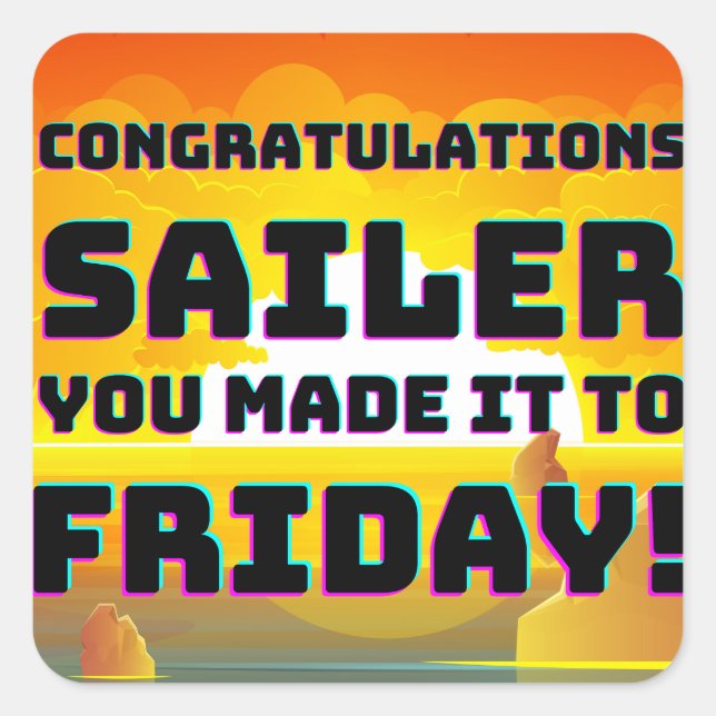 Pegatina Cuadrada Viernes Reporte motivador (Anverso)