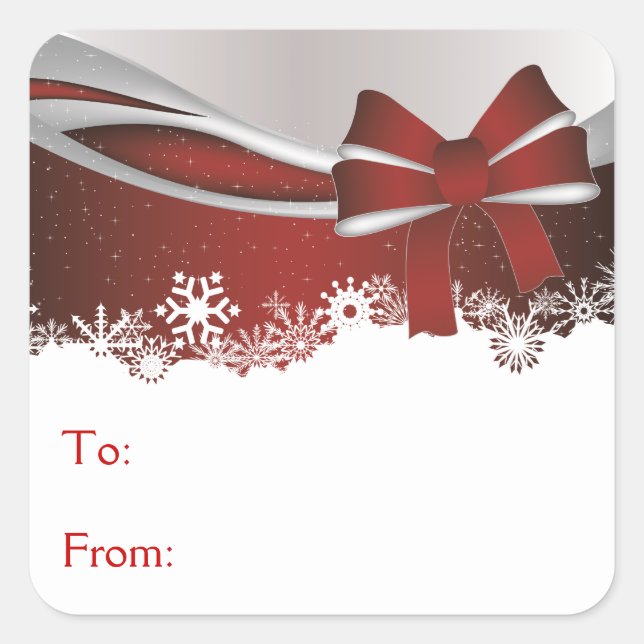 Pegatina Cuadrada Viernes rojas con copas de nieve (Anverso)
