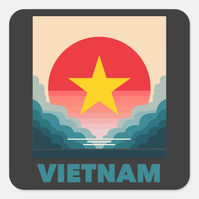 Pegatina Cuadrada Vietnam Sudeste Asiático (Anverso)