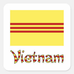 Pegatina Cuadrada Vietnam y Bandera de Vietnam del Sur
