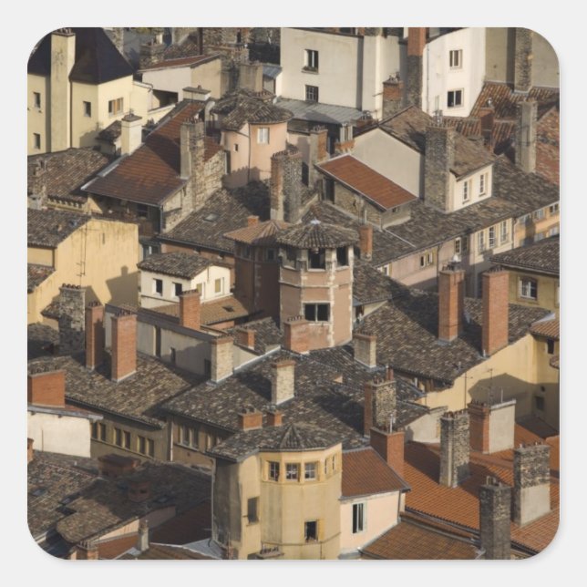 Pegatina Cuadrada Vieux Lyon Old Lyon), Francia (Anverso)