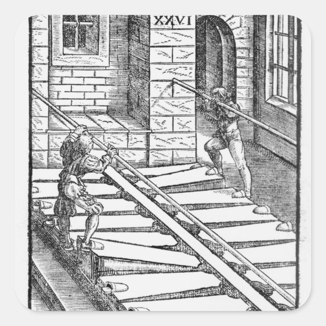 Pegatina Cuadrada Vigas de órganos y flores (Anverso)