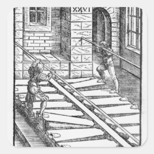 Pegatina Cuadrada Vigas de órganos y flores