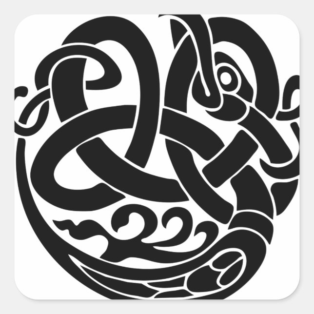 Pegatina Cuadrada vigilia serpentín mundial comensal Jormungandr (Anverso)