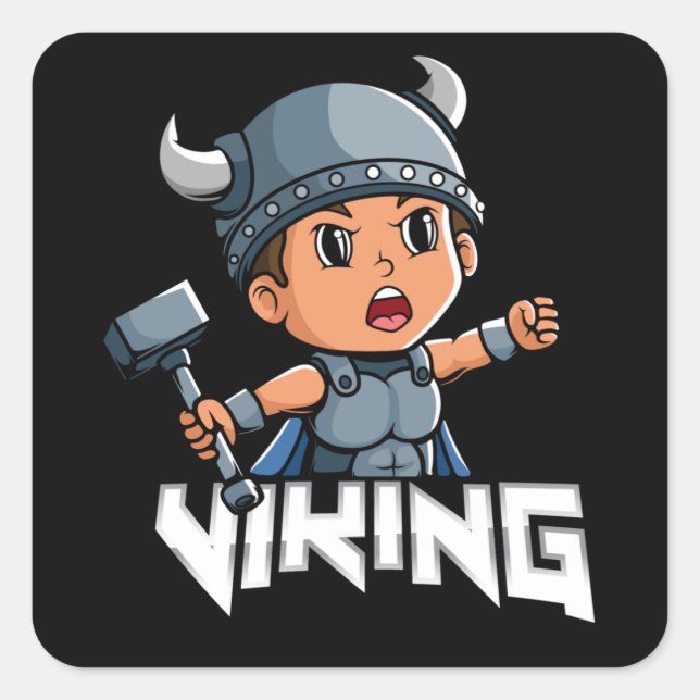 Pegatina Cuadrada Viking (Anverso)