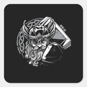 PEGATINA CUADRADA VIKING HAMMER