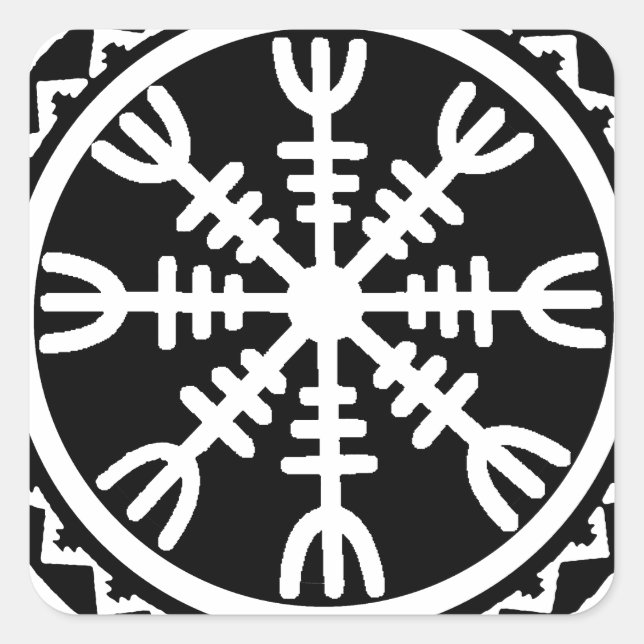 Pegatina Cuadrada Viking Helm de Awe (Anverso)