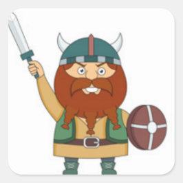 Pegatina Cuadrada Viking ilustrado