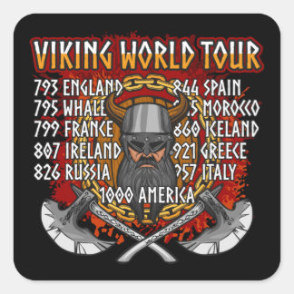 Pegatina Cuadrada Viking World Tour Norse Warrier