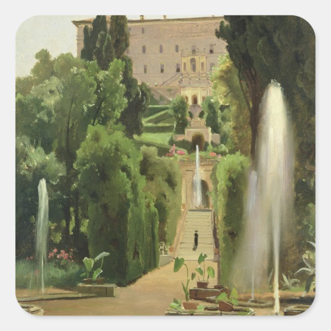 Pegatina Cuadrada Villa D'Este, Tivoli, 1869 (Anverso)