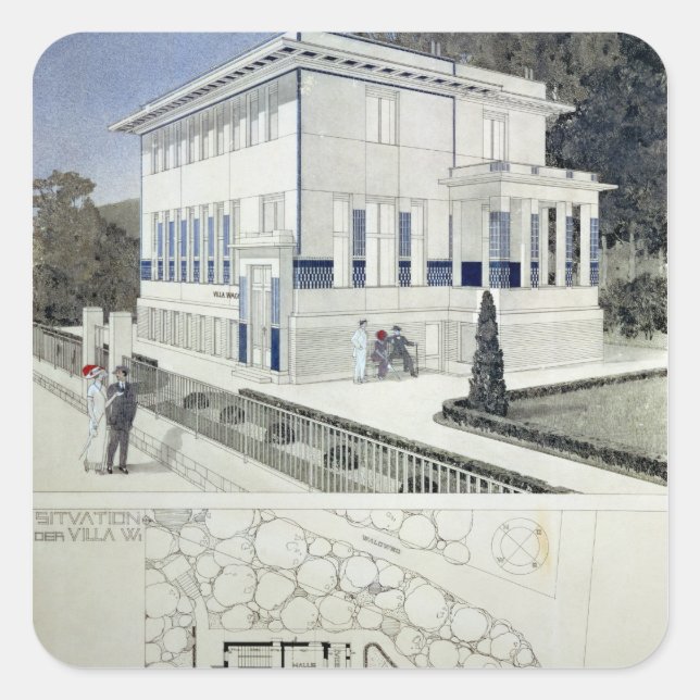 Pegatina Cuadrada Villa Wagner, Viena (Anverso)
