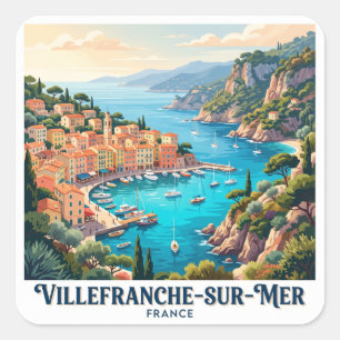 Pegatina Cuadrada Villefranche-sur-Mer Francia