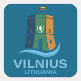 Pegatina Cuadrada Vilnius Lithuania
