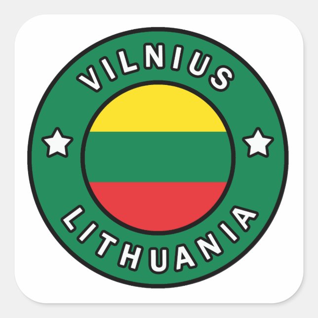 Pegatina Cuadrada Vilnius Lituania (Anverso)