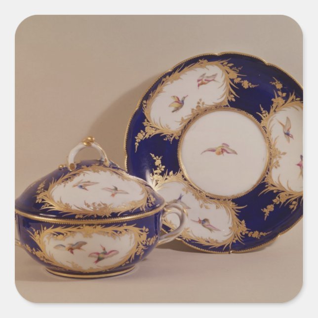 Pegatina Cuadrada Vincennes bowl y stand, c.1745 (Anverso)