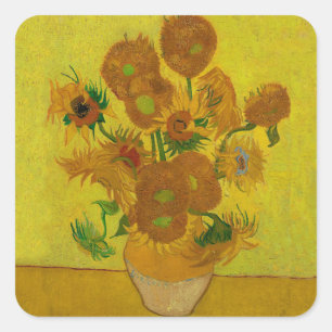 Pegatina Cuadrada Vincent Van Gogh 15 girasoles Pintura