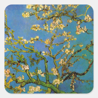 Pegatina Cuadrada Vincent van Gogh - Almendro en Flor