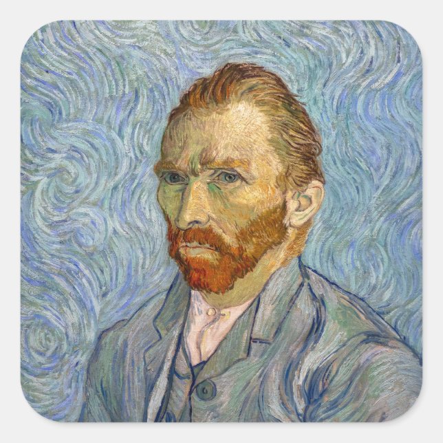 Pegatina Cuadrada Vincent Van Gogh - Autorretrato (Anverso)