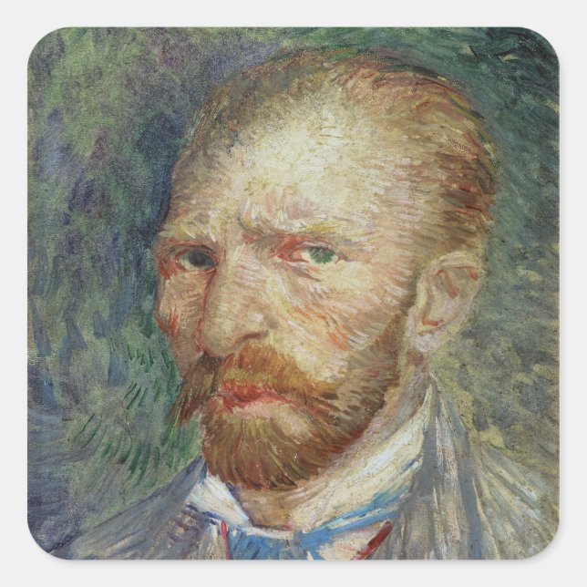Pegatina Cuadrada Vincent van Gogh | Autorretrato, 1887 (Anverso)