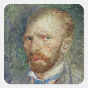 Pegatina Cuadrada Vincent van Gogh   Autorretrato, 1887