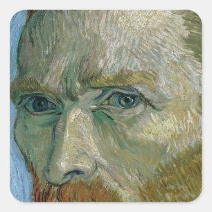 Pegatina Cuadrada Vincent van Gogh   Autorretrato, 1889