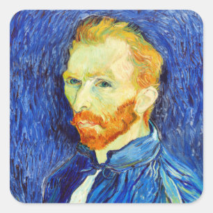Pegatina Cuadrada Vincent van Gogh - Autorretrato, 1889,
