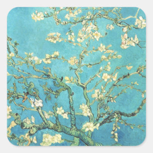 Pegatina Cuadrada Vincent van Gogh Blossomong Almond Tree
