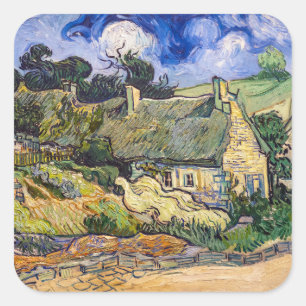 Pegatina Cuadrada Vincent Van Gogh - Cabañas con Tejado en Cordevill