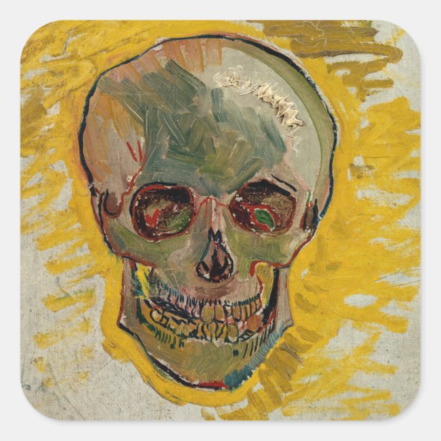 Pegatina Cuadrada Vincent van Gogh - Calavera 1887 #2 (Anverso)