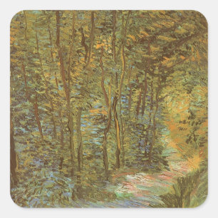 Pegatina Cuadrada Vincent van Gogh - Camino en el bosque