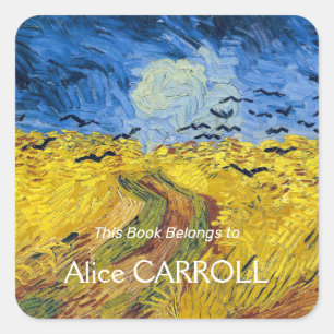 Pegatina Cuadrada Vincent van Gogh - Campo de trigo con cuervos