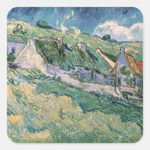 Pegatina Cuadrada Vincent van Gogh Casas de campo en Auvers-sur-Oi